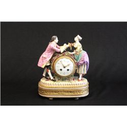 19th c. clock depicting "Two Women & Man"
