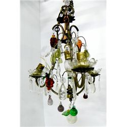 4 light fruit glass & brass hall light