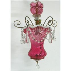 Cranberry glass hall light