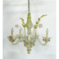 Murano glass 5 light chandelier