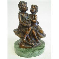 Bronze grouping "2 Children" signed Aug Moreau