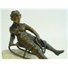 Image 2 : Bronze figure of "Boy on Sleigh" signed Kirchner