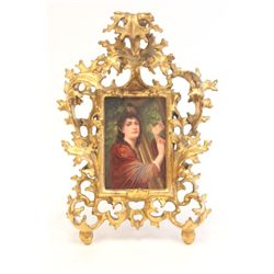 19th c. K.P.M. handpainted porcelain plaque of "Maiden"