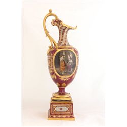 19th c. Royal Vienna double medallion ewer
