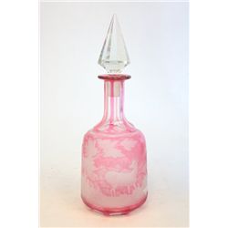 19th c. Bohemian cut-clear engraved deer decanter