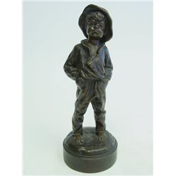 Bronze figure of "Barefoot Boy in Hat" L. Kelly