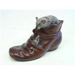 Patinated bronze "Shoe with Mice"