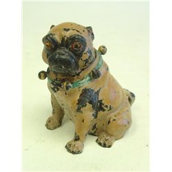 Patinated bronze "Pug Dog" inkwell