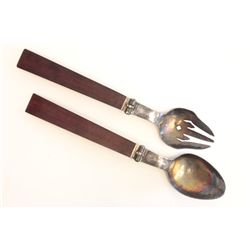 Sterling silver salad set signed William Spratling