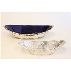 2 English sterling silver oval bowls