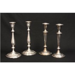 2 pair sterling candlesticks