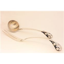 W.S. Sorensen sterling silver serving fork & ladle