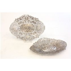 Two Chinese silver filigree plates