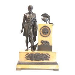 Figural bronze French Empire clock