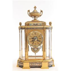 Bronze & enamel French crystal regulator