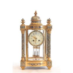 Bronze & enamel French crystal regulator