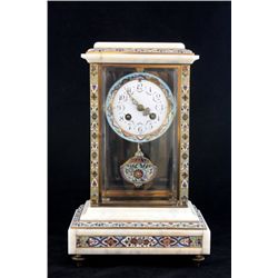 Enamel onyx & bronze crystal regulator