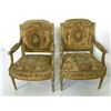 Image 2 : Pair 18th c. Aubusson upholstered open arm chairs