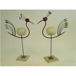 Pair mid century "Peacock" sculptures