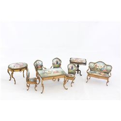 8 Austrian enamel miniature furniture pieces