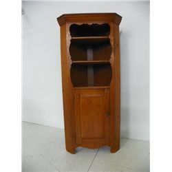 19th c. Americana knotty pine corner cabinet