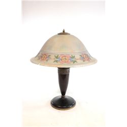 Pairpoint reverse floral painted glass shade lamp