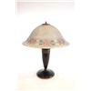 Image 1 : Pairpoint reverse floral painted glass shade lamp