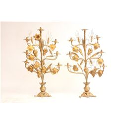 Pair Victorian gilt metal candelabrum
