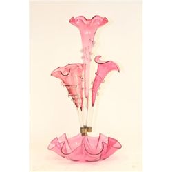 Victorian cranberry epergne