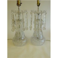 Pair cut crystal lustre lamps