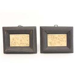 Pair 19th c. European carved ivory figural plaques