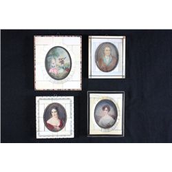 4 ivory framed miniatures