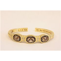 Judith Ripka 18kt gold, diamond & topaz bangle