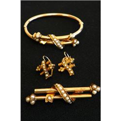 Lot of 4 rose gold & pearl jewelry