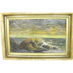 Oil painting "Old Seascape" initialed