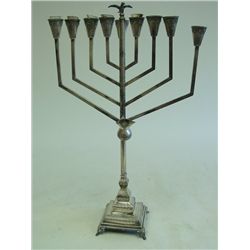 Sterling silver menorah with "Bird" on top