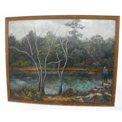 Oil painting "Boy by Lake"