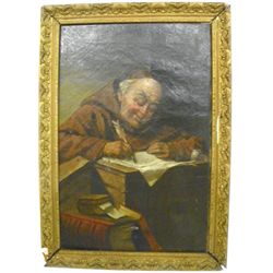 Gilt framed oil painting "Monk" ca. 1900