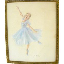 Old watercolor signed Jean Berkley "Ballerina"