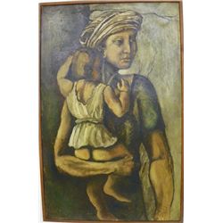 Mid century oil painting on canvas signed Rako