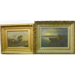 2 framed oil paintings on canvas