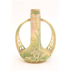 Rare double handled Japanese coraline vase