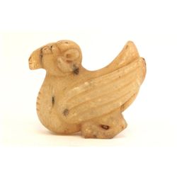 Antique white jade "Winged Ram & Locust" figure