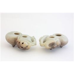 2 Chinese stone inkwells