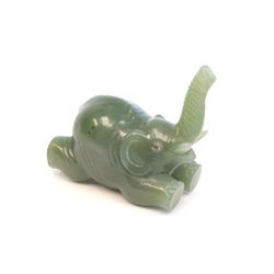 Nephrite jade "Elephant" with gold & garnets