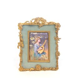 19th c. beautiful Art Nouveau enamel frame