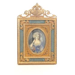 19th c. bronze & ivory frame
