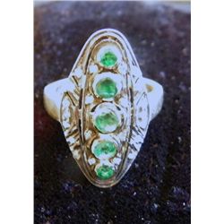 18kt yellow gold ring with diamonds & emeralds