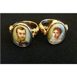 Pair Russian porcelain rings