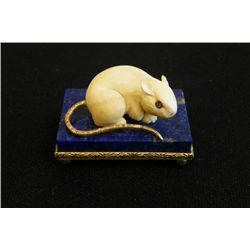 Ivory mouse with 14kt  gold & diamond tail